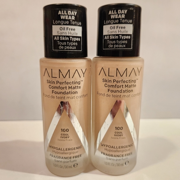 Lot of 2 Almay Skin Perfecting Comfort Matte Liquid Foundation 100 Cool Ivory - Picture 3 of 4